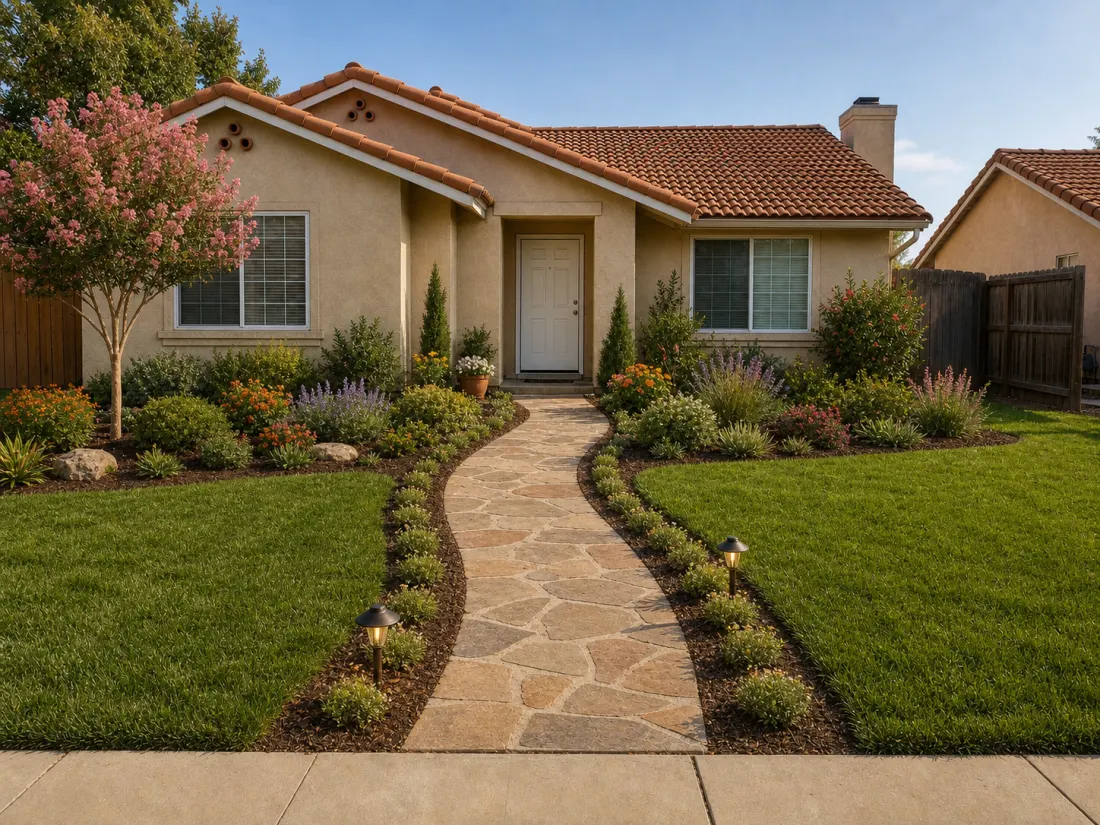 Front yard curb appeal AI landscape design concept