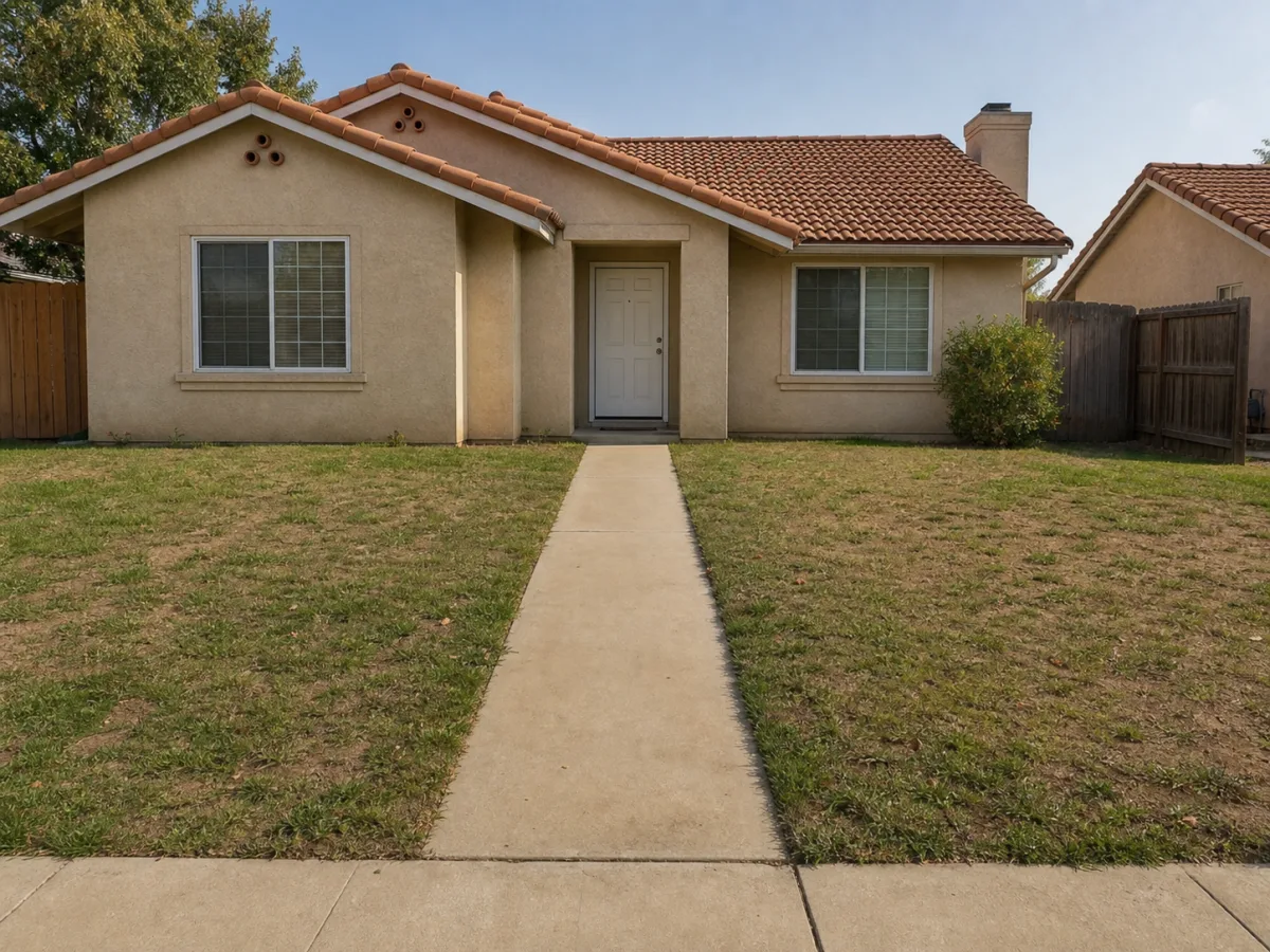 Front yard curb appeal yard before AI landscape design
